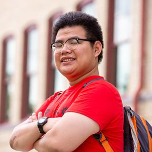 Student with backpack